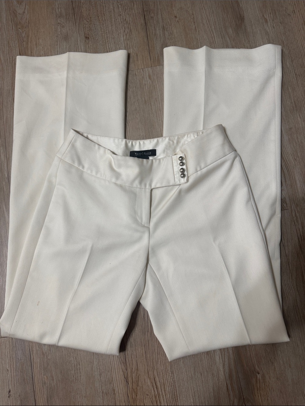 White House Black Market Cream Tailored Straight-Leg Trousers